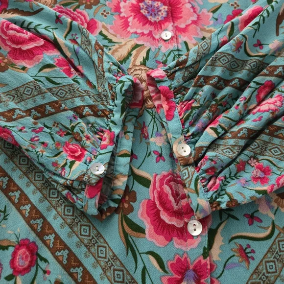Spell Teal Babushka Blouse SZ XXL + Jasmine Fan NWT 🩵🩷 RESERVED❣️ - Picture 9 of 14